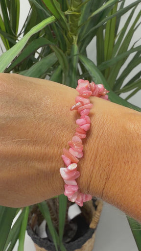 Stone Elasticated Bracelet- Pink