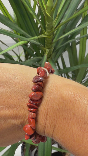Stone Elasticated Bracelet- Rust